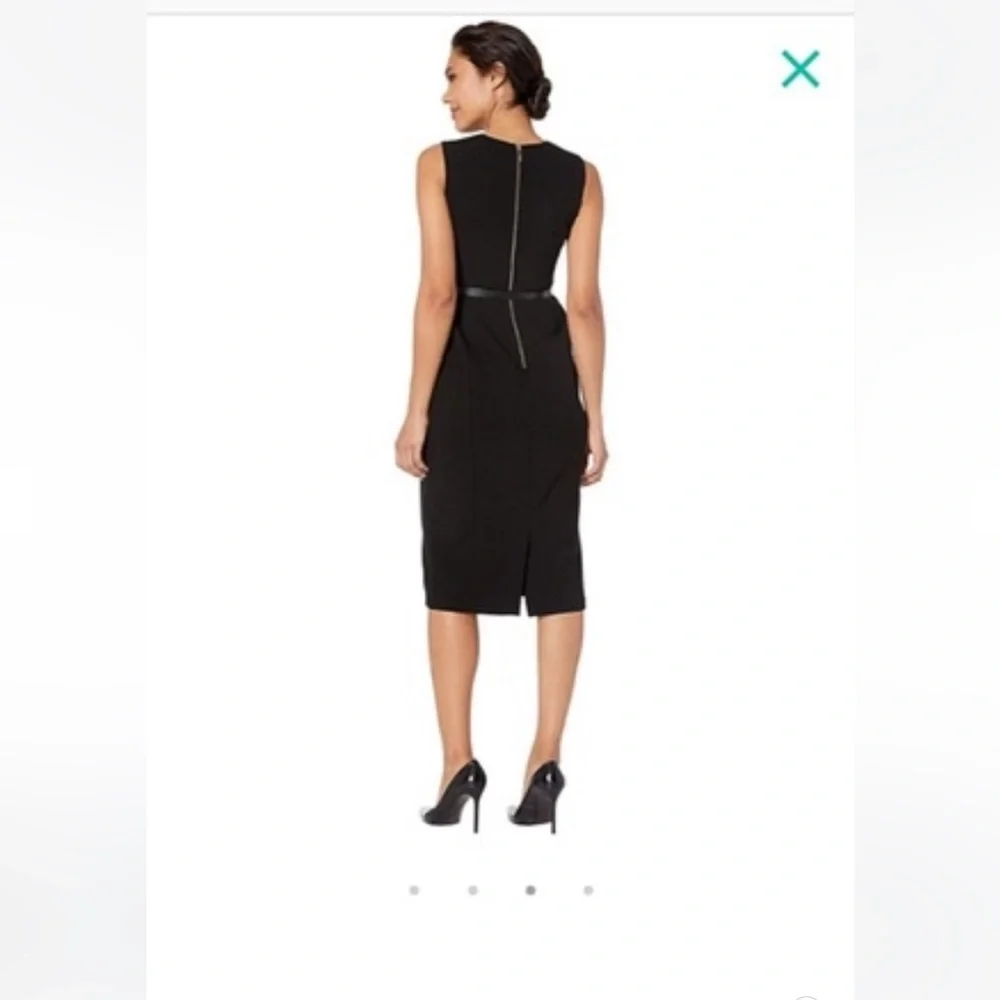 Brand New Calvin Klein Sheath Dress in Charcoal Gray w/Logo Belt - Picture 3 of 7